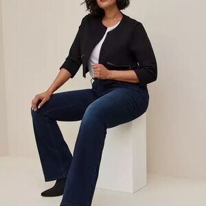 Studio Luxe Ponte Crop Collarless Blazer